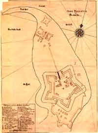 Схема размещения шведской крепости в Пиллау
